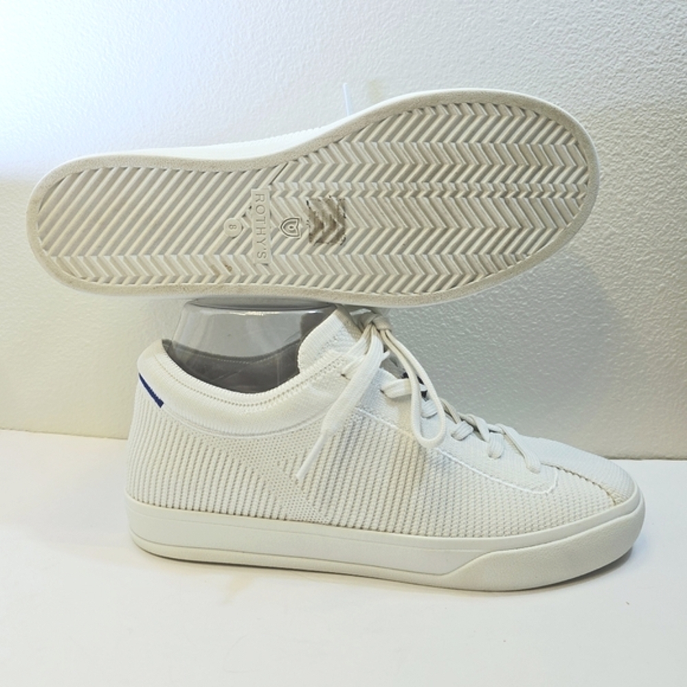 Rothy's The Lace Up Sneaker White Knit size 8